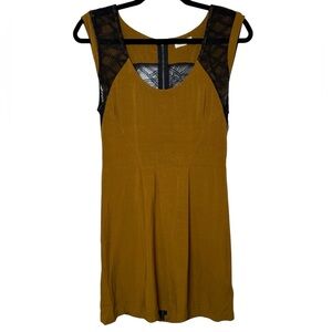 Silence + Noise size 4 Mustard Dress with Black Lace